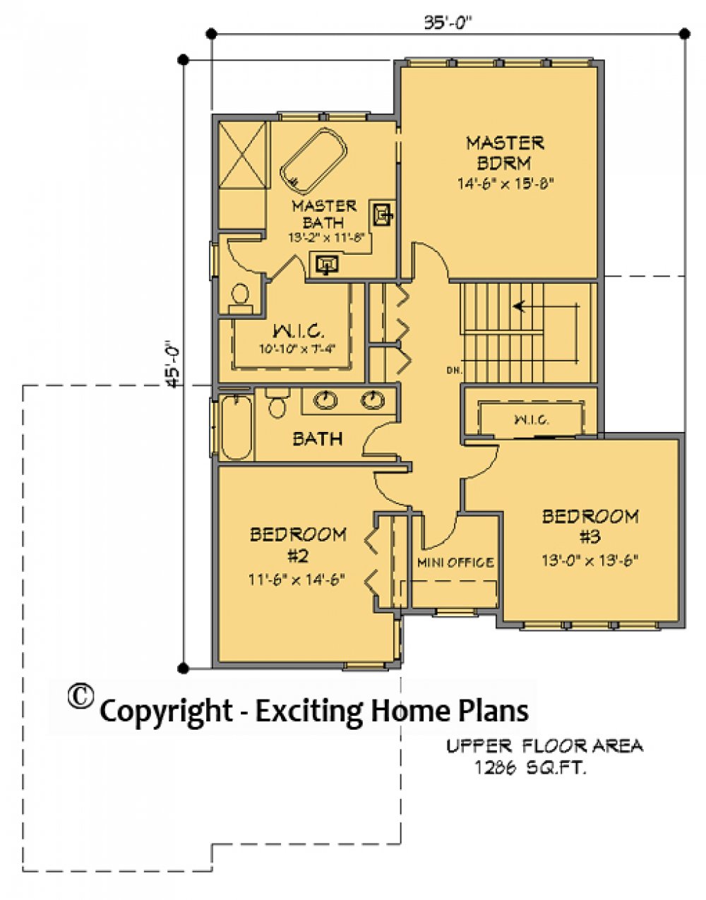 House Plan E1712-10 Upper Floor Plan