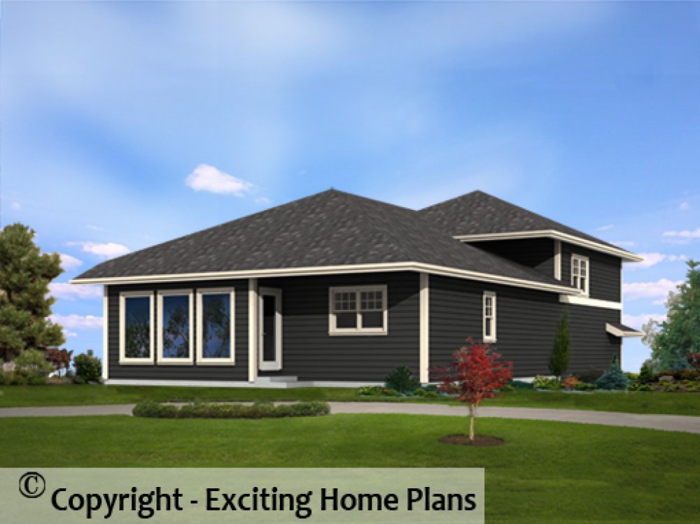 House Plan E1715-10 Rear 3D View