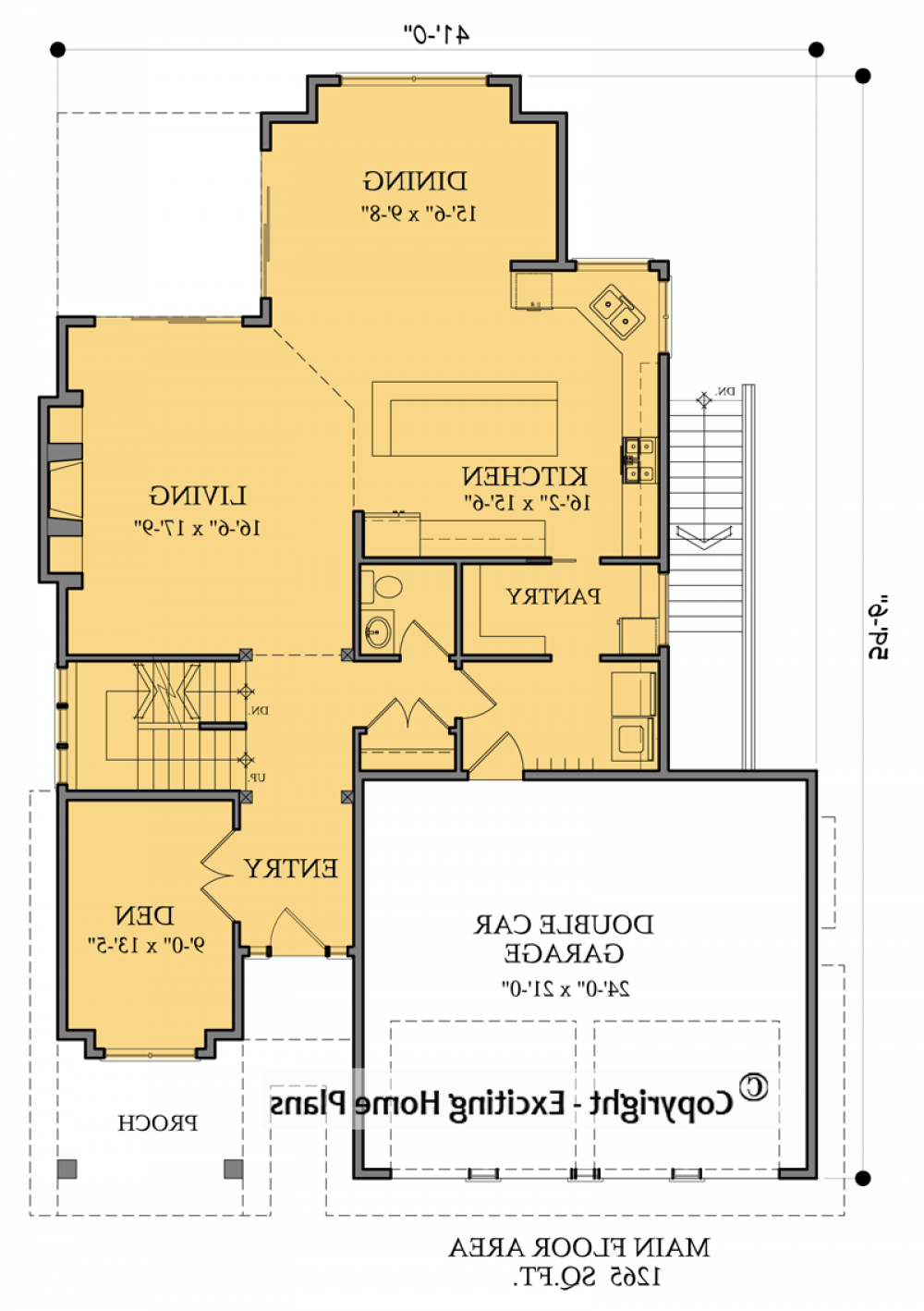 House Plan E1753-10 Main Floor Plan REVERSE