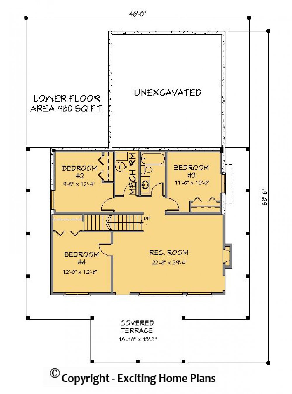 House Plan E1182-10 Lower Floor Plan