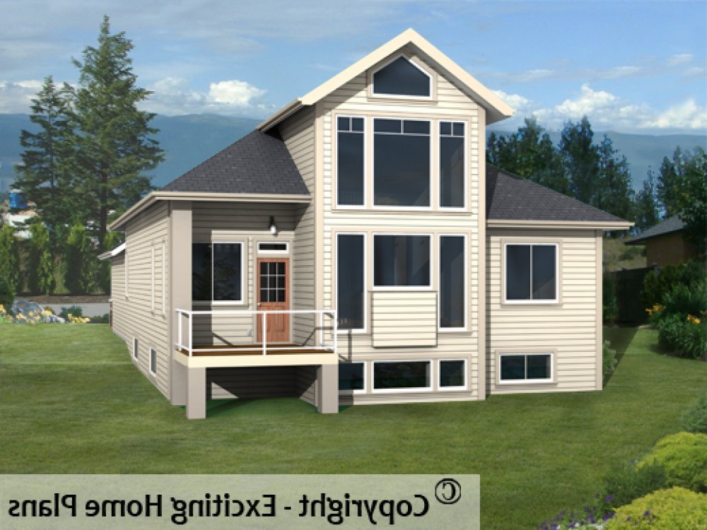 House Plan E1225-10 Rear 3D View REVERSE