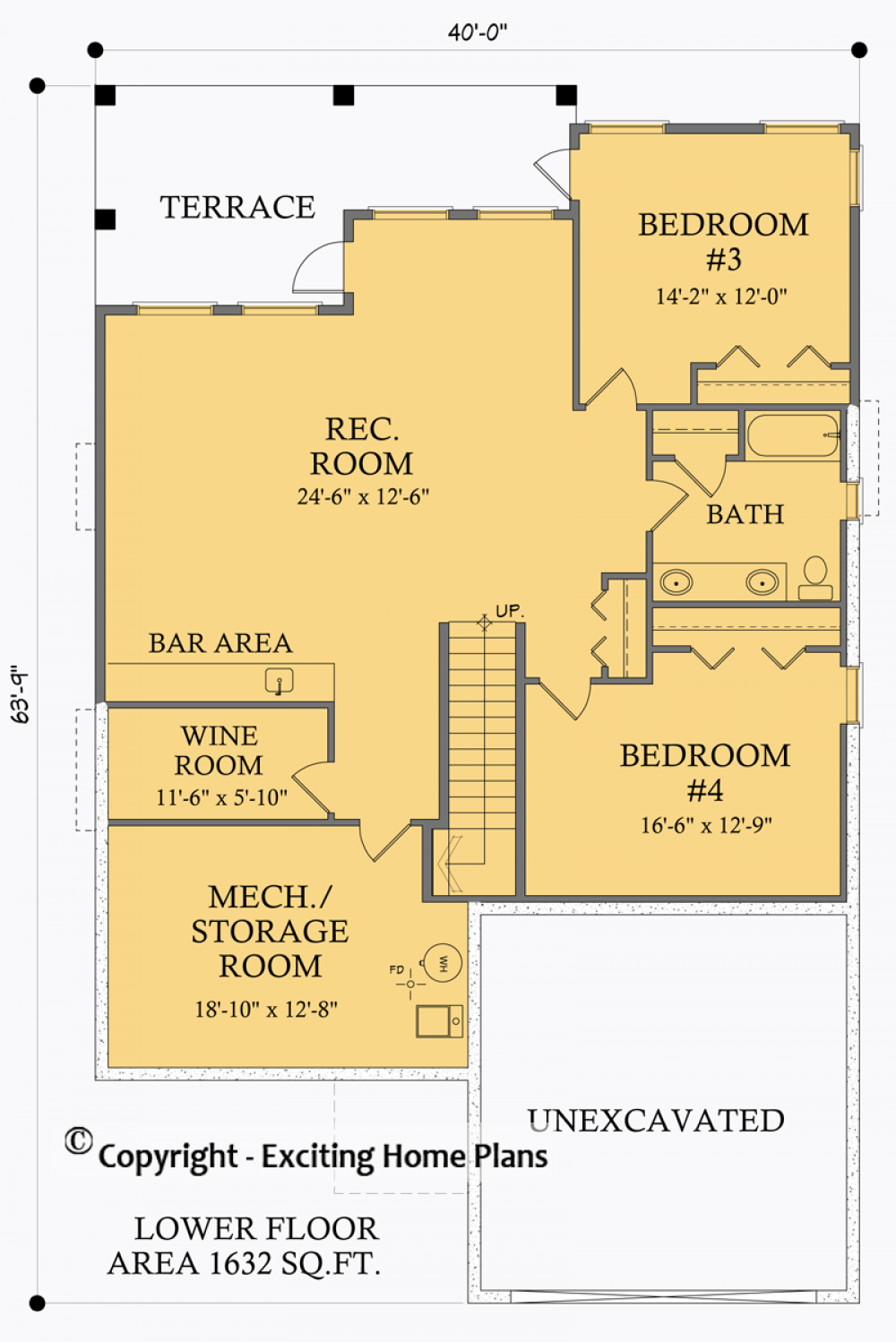 House Plan E1005-10 Lower Floor Plan