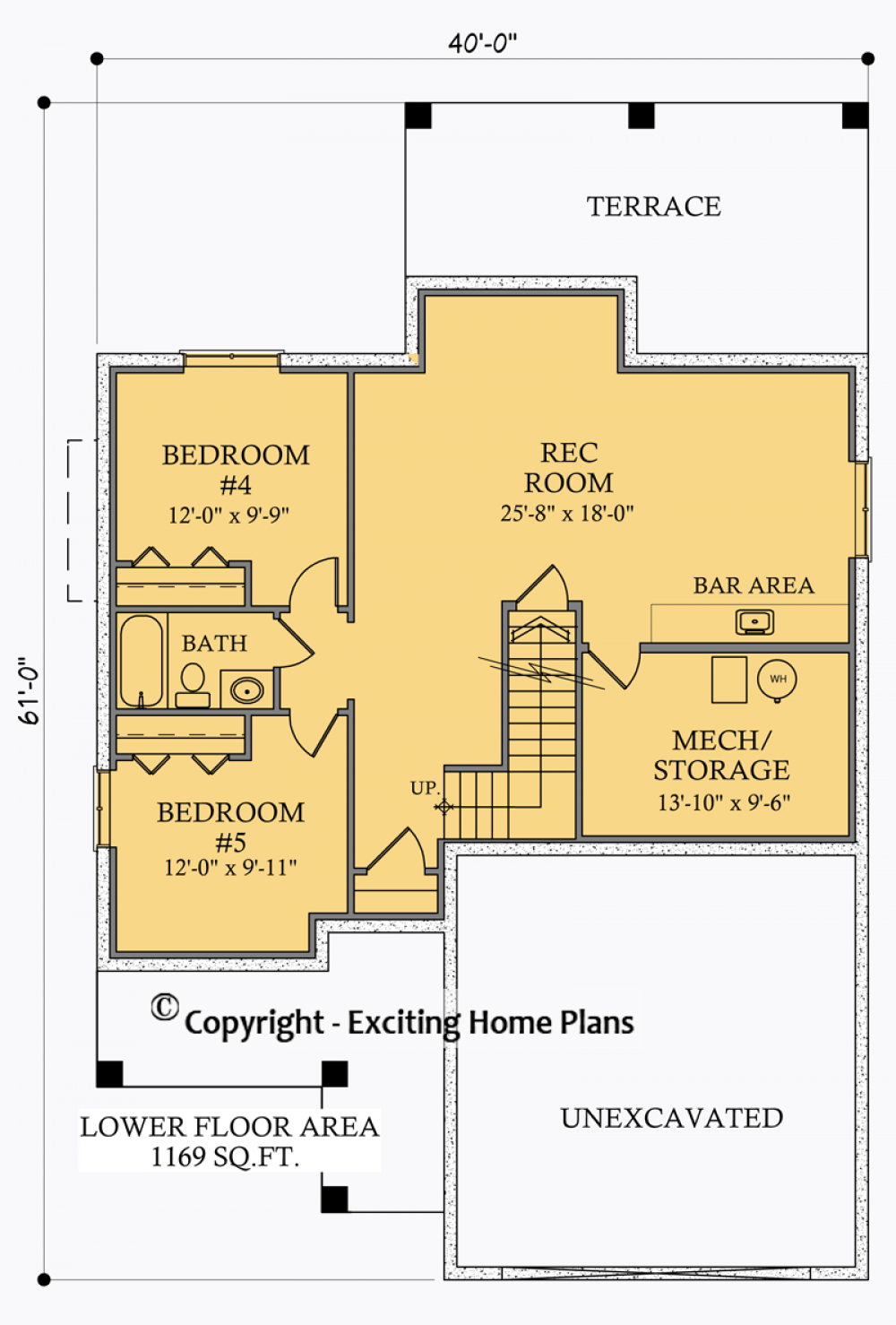 House Plan E1025-10 Lower Floor Plan