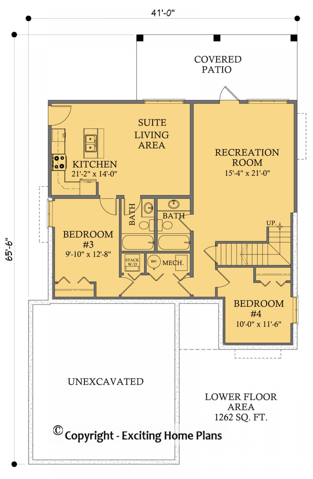 House Plan E1601-10M Lower Floor Plan