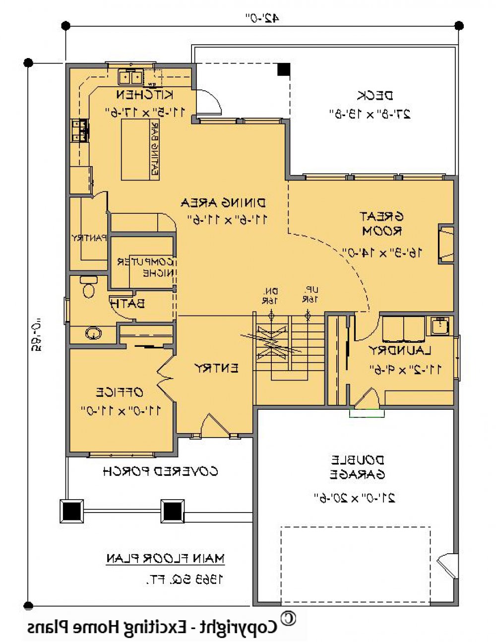 House Plan E1198-10 Main Floor Plan REVERSE