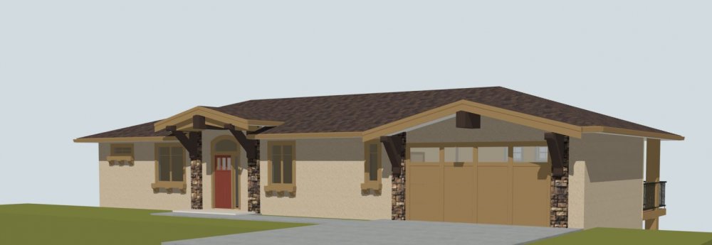House Plan E1368-10 – Front Exterior 3D View