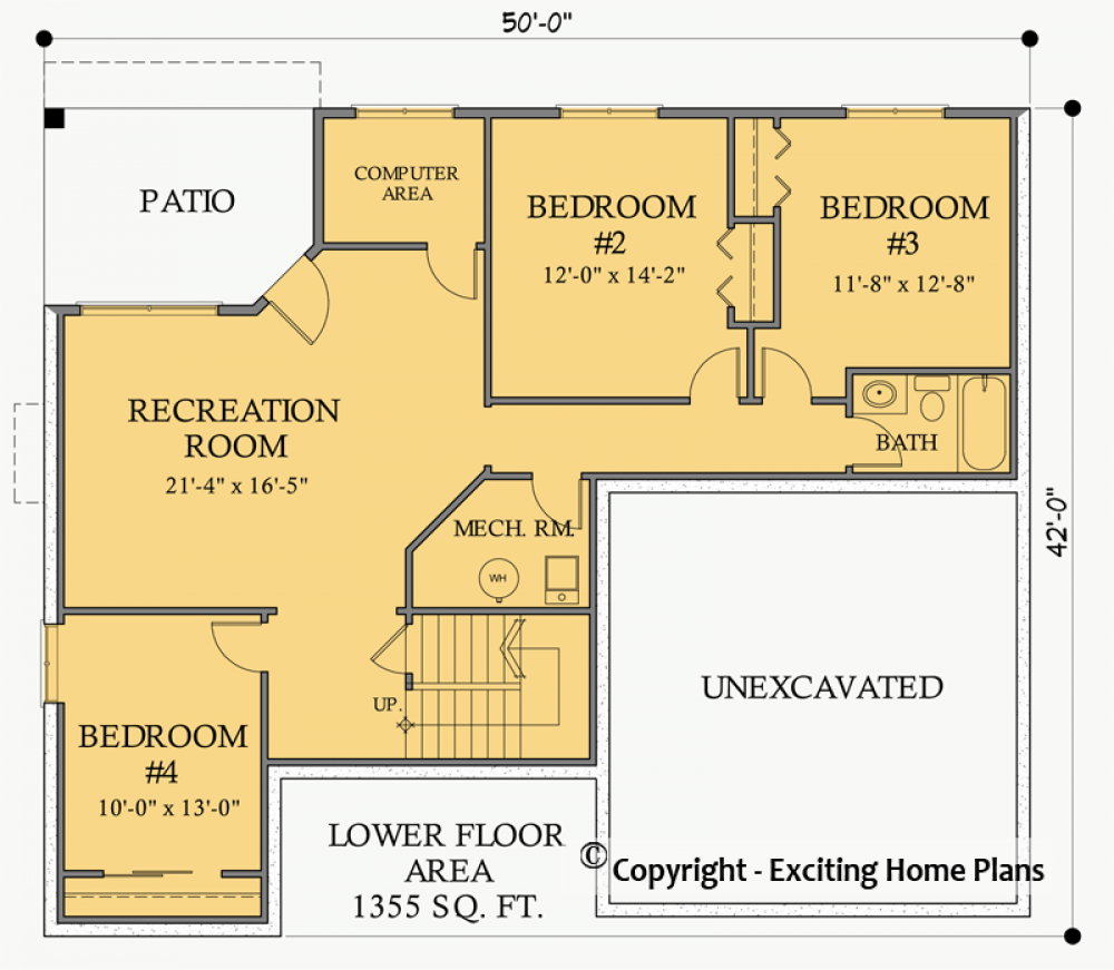 House Plan E1387-10 Lower Floor Plan