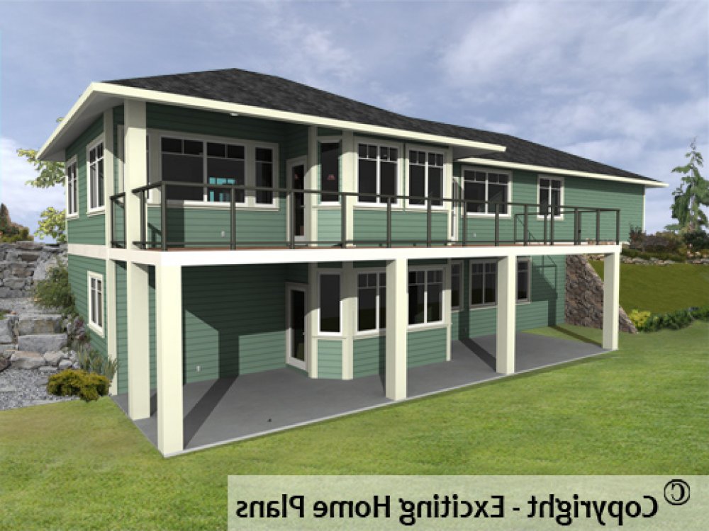 House Plan E1067-10 Rear 3D View REVERSE
