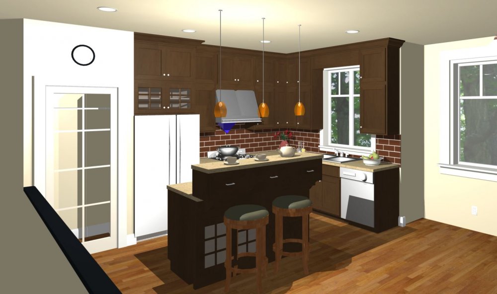 House Plan E1206-10 Interior Kitchen 3D Area