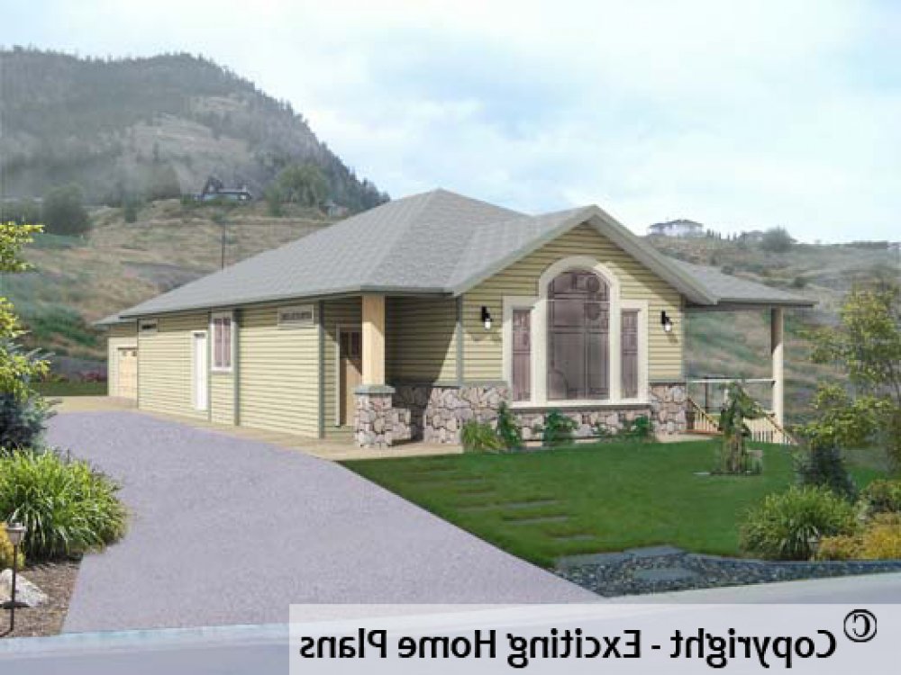 House Plan E1256-10 Exterior 3D View REVERSE