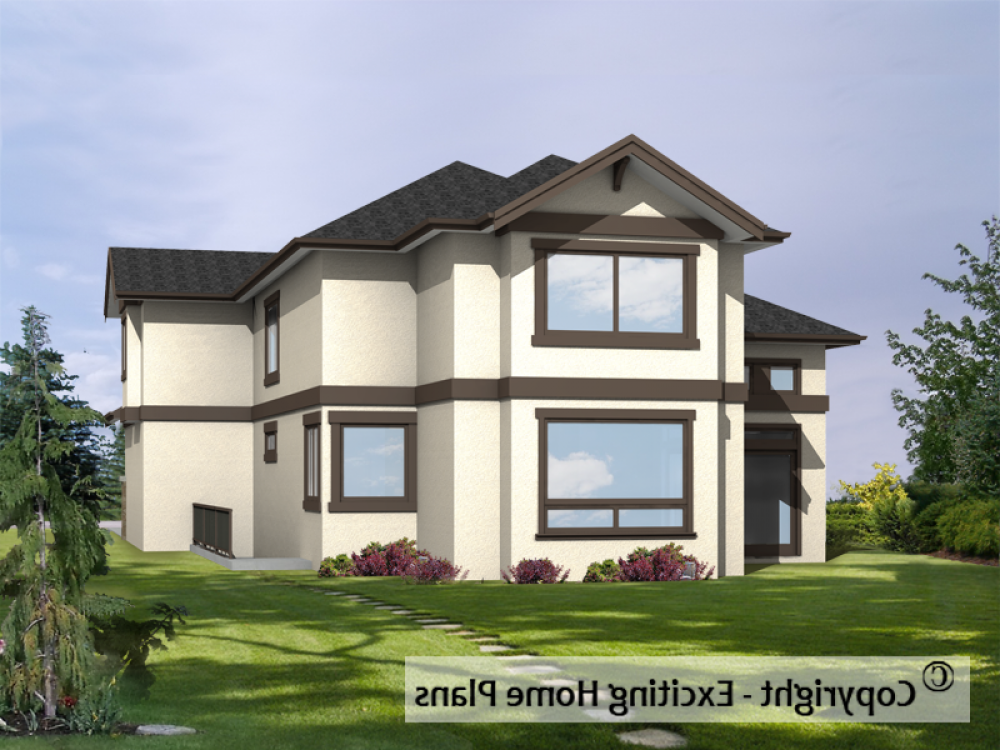 House Plan E1753-10 Rear 3D View REVERSE