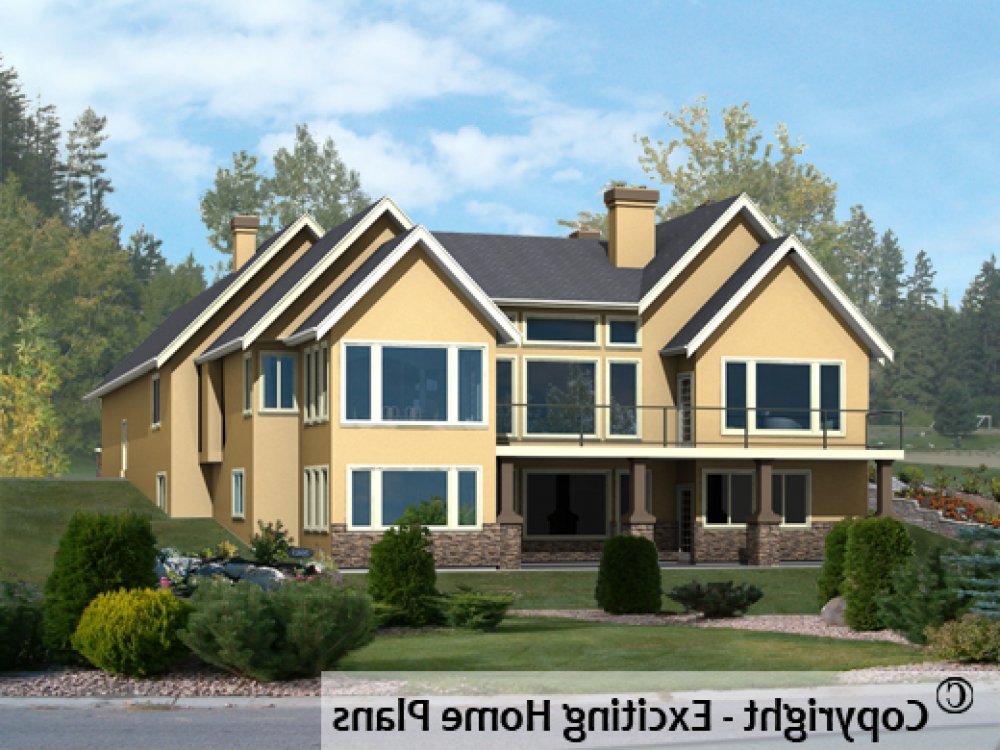 House Plan E1348-10 Rear 3D View REVERSE