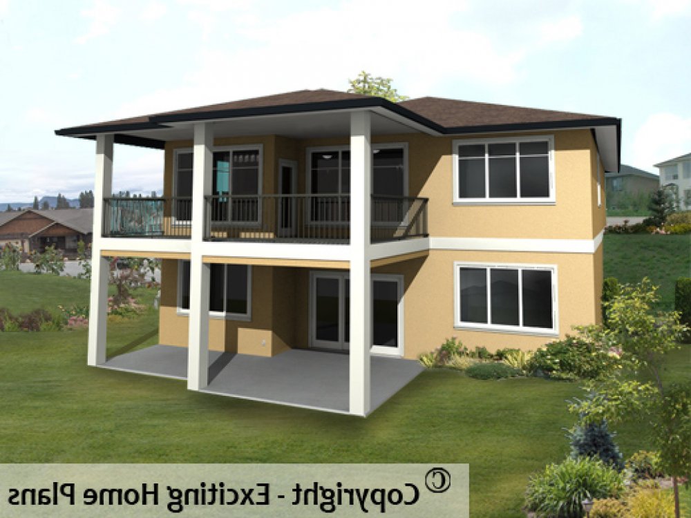 House Plan E1129-10 Rear 3D View REVERSE