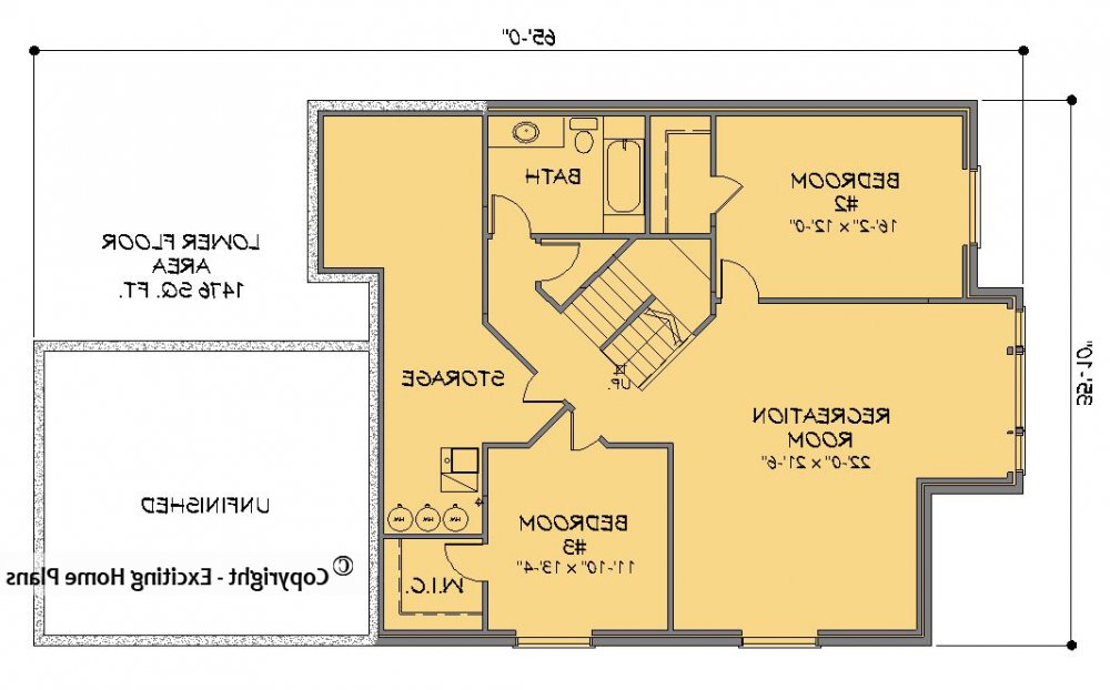 House Plan E1225-10 Lower Floor Plan REVERSE