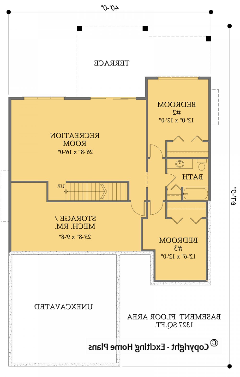 House Plan E1602-10 Lower Floor Plan REVERSE