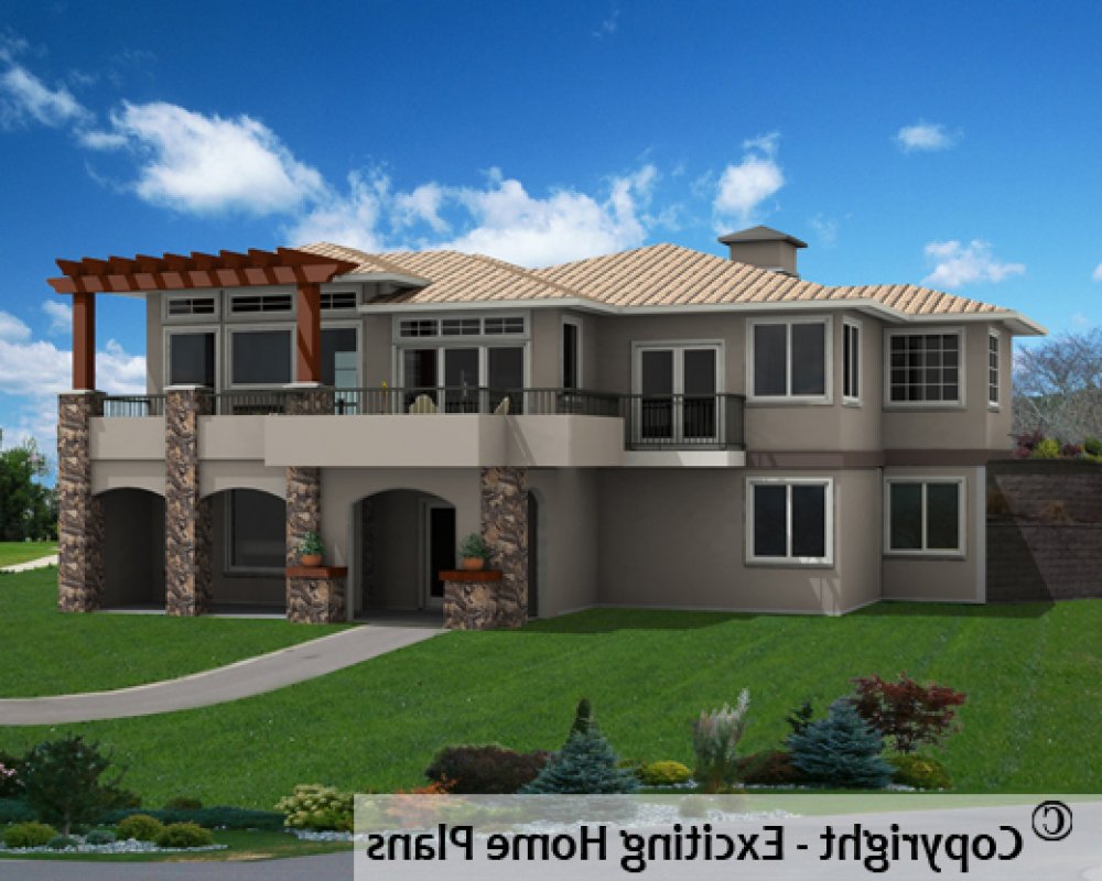 House Plan E1414-10 Rear 3D View REVERSE
