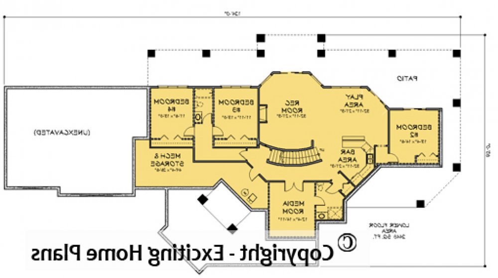 House Plan E1729-10 Lower Floor Plan REVERSE