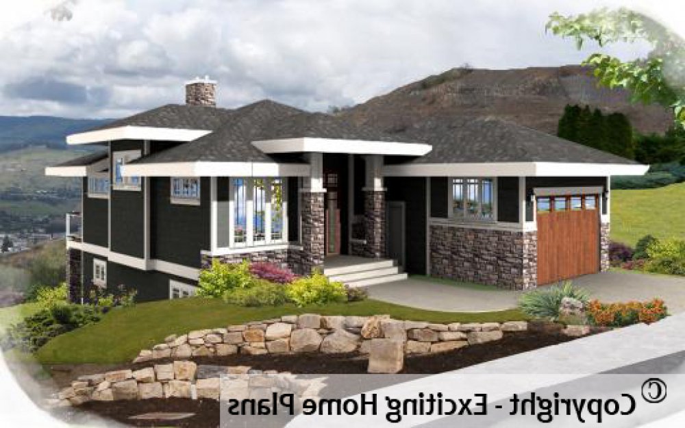 House Plan E1099-10 Exterior 3D View REVERSE