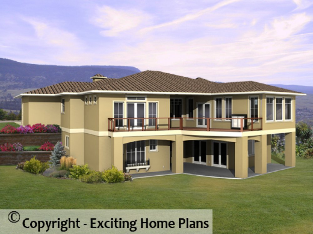 House Plan E1124-10 Rear 3D View