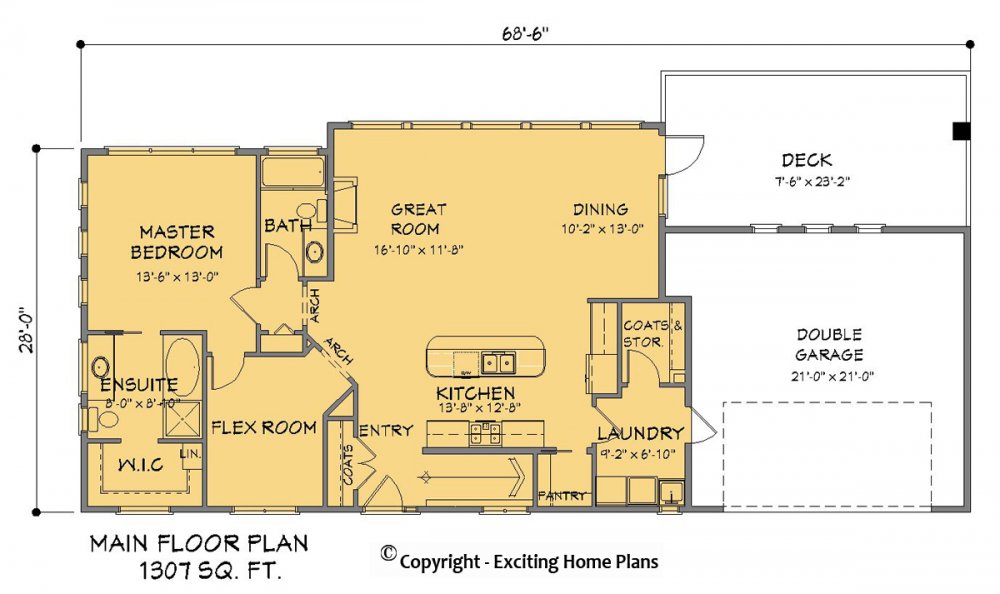 House Plan E1368-10 – Main Floor Plan