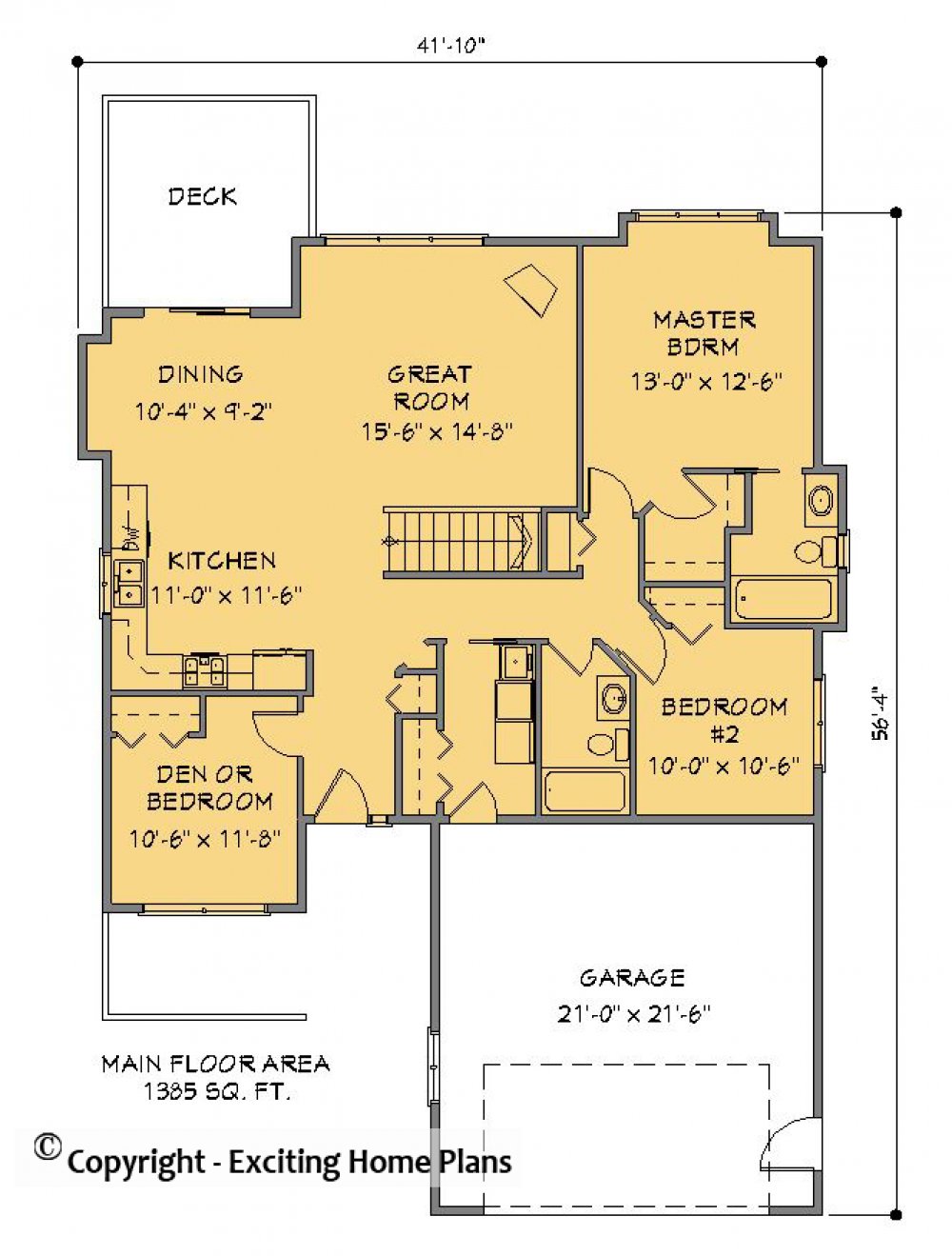 House Plan E1283-10 Main Floor Plan