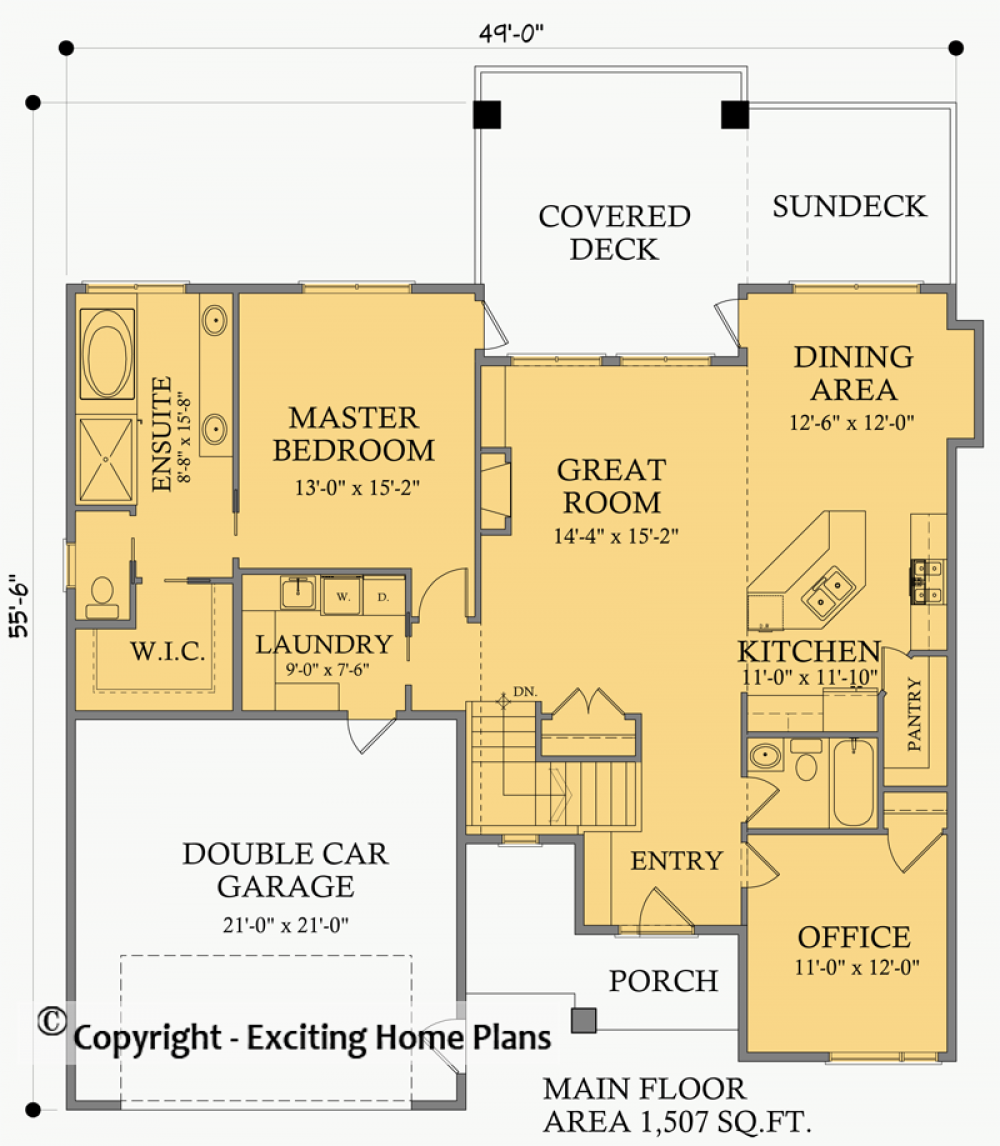 House Plan E1100-10M Main Floor Plan