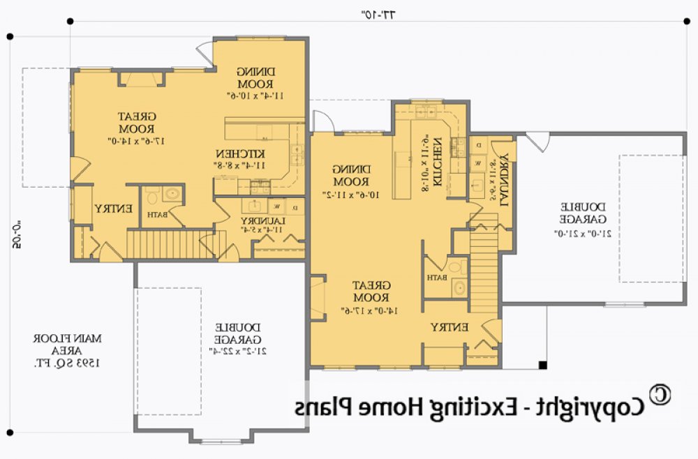 House Plan E1372-10  Main Floor Plan REVERSE