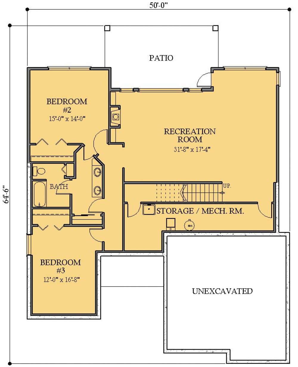 House Plan E1218-10 Lower Floor Plan
