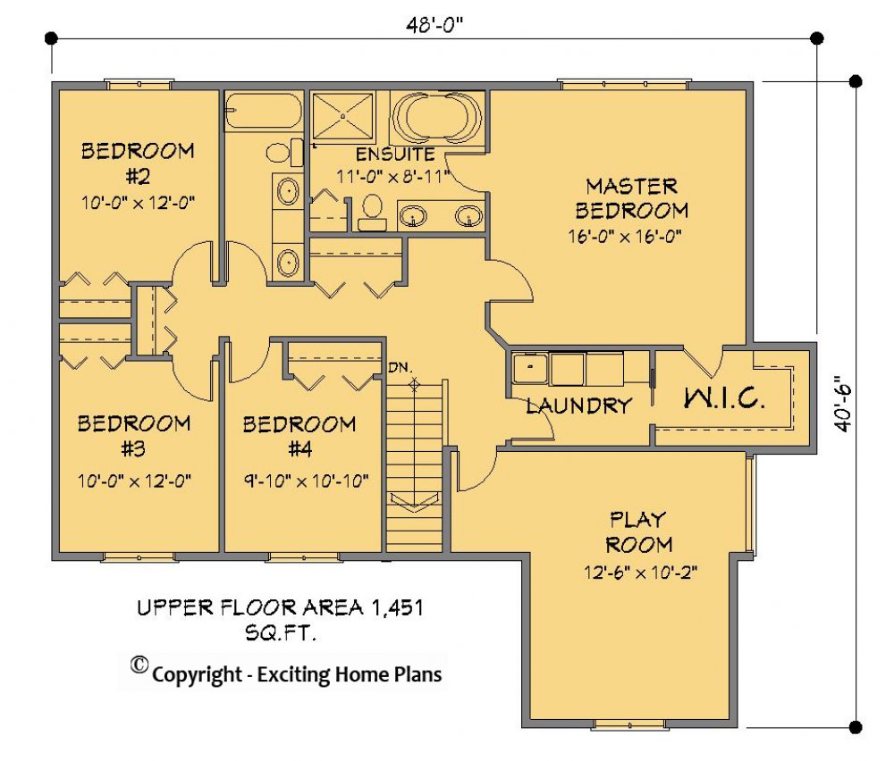 House Plan E1183-10 Upper Floor Plan