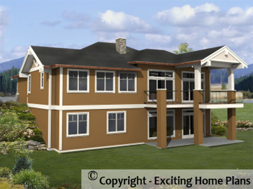 House Plan E1015-10 Rear 3D View