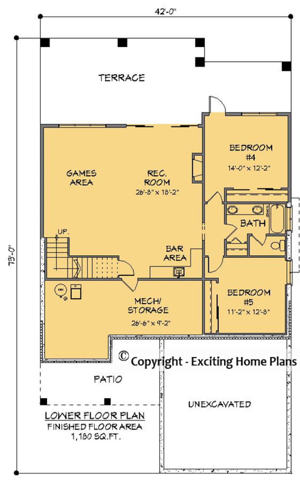 House Plan E1711-10  Lower Floor Plan