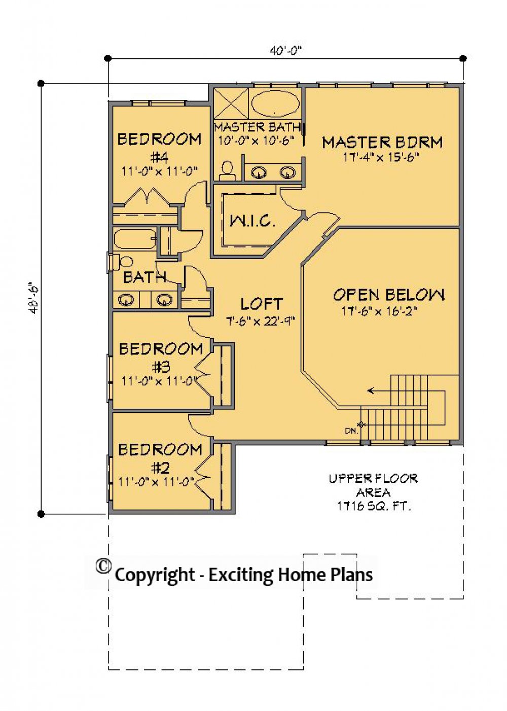 House Plan E1713-10M  Upper Floor Plan