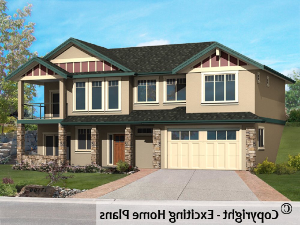 House Plan E1389-10 Exterior 3D View REVERSE