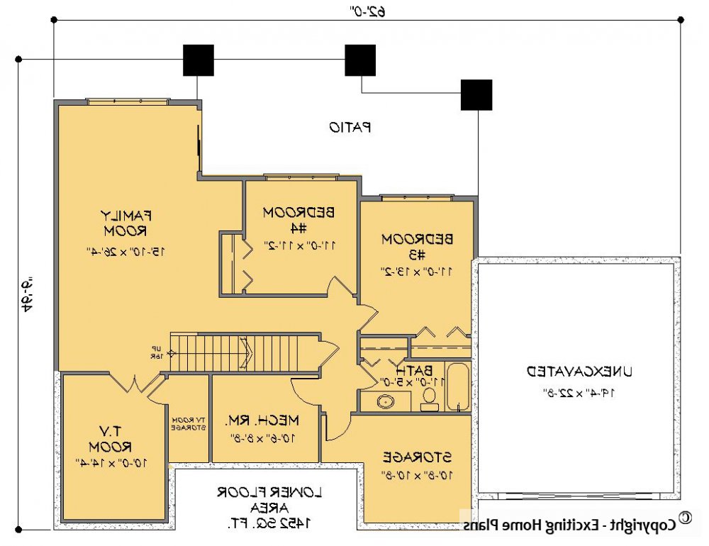 House Plan E1332-10 Lower Floor Plan REVERSE