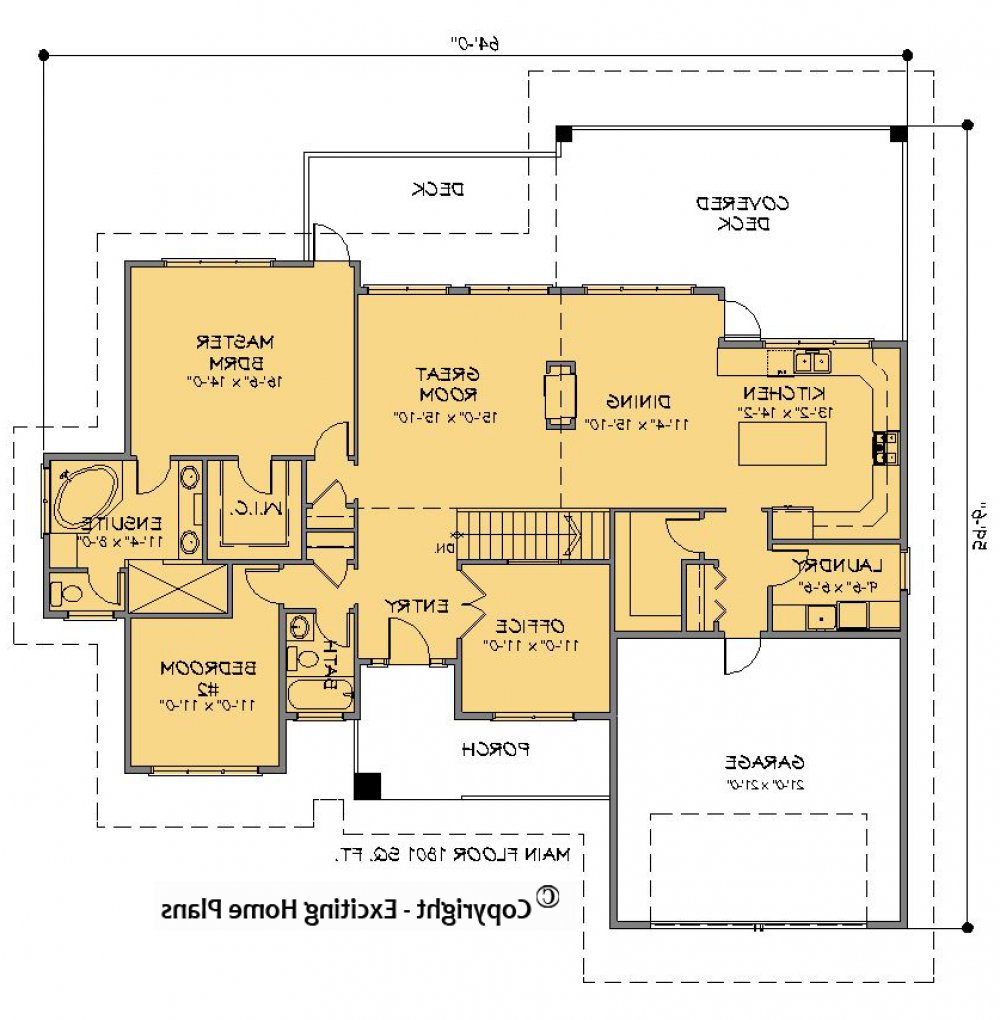 House Plan E1325-10 Main Floor Plan REVERSE