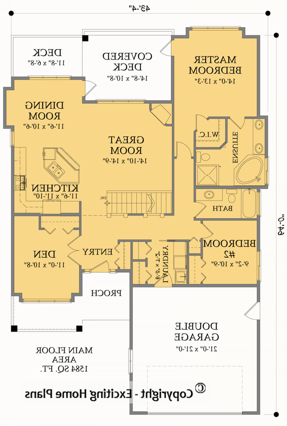 House Plan E1004-10 Main Floor Plan REVERSE