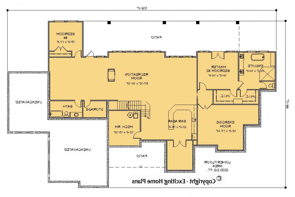House Plan E1642-10 Lower Floor Plan REVERSE