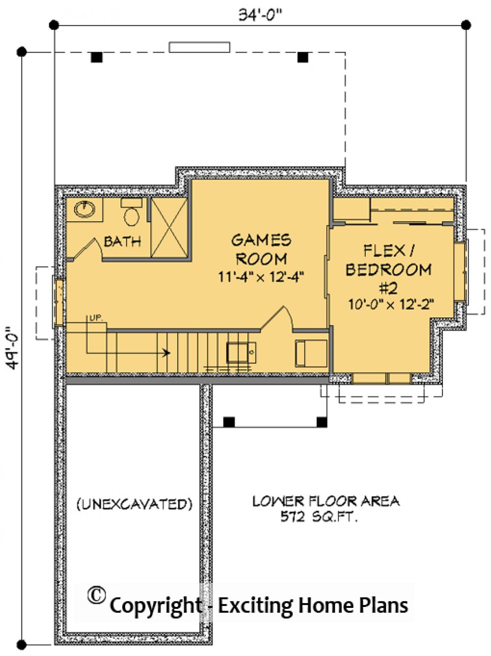 House Plan  E1722-10  Lower Floor Plan