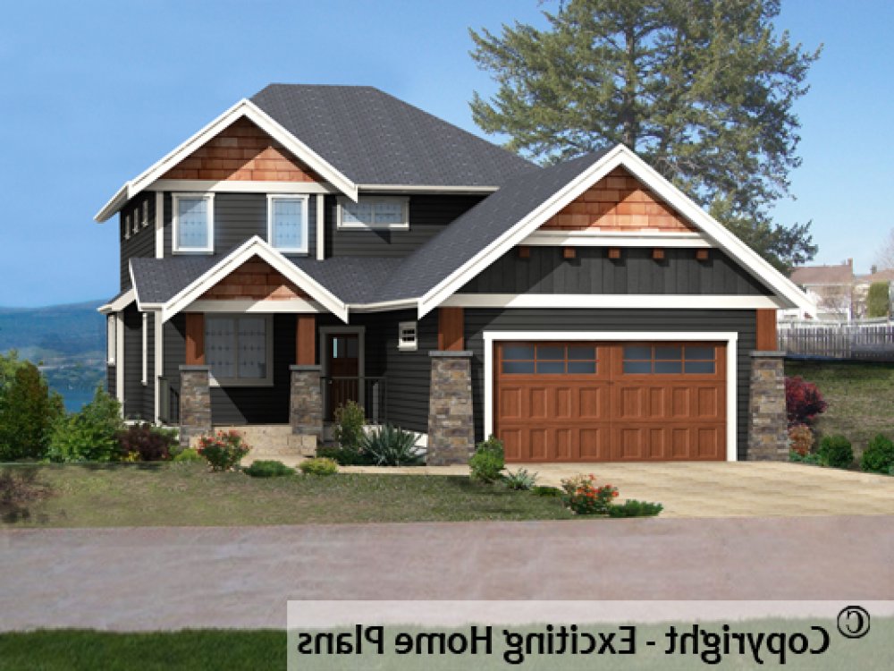 House Plan E1446-10 Exterior 3D View REVERSE