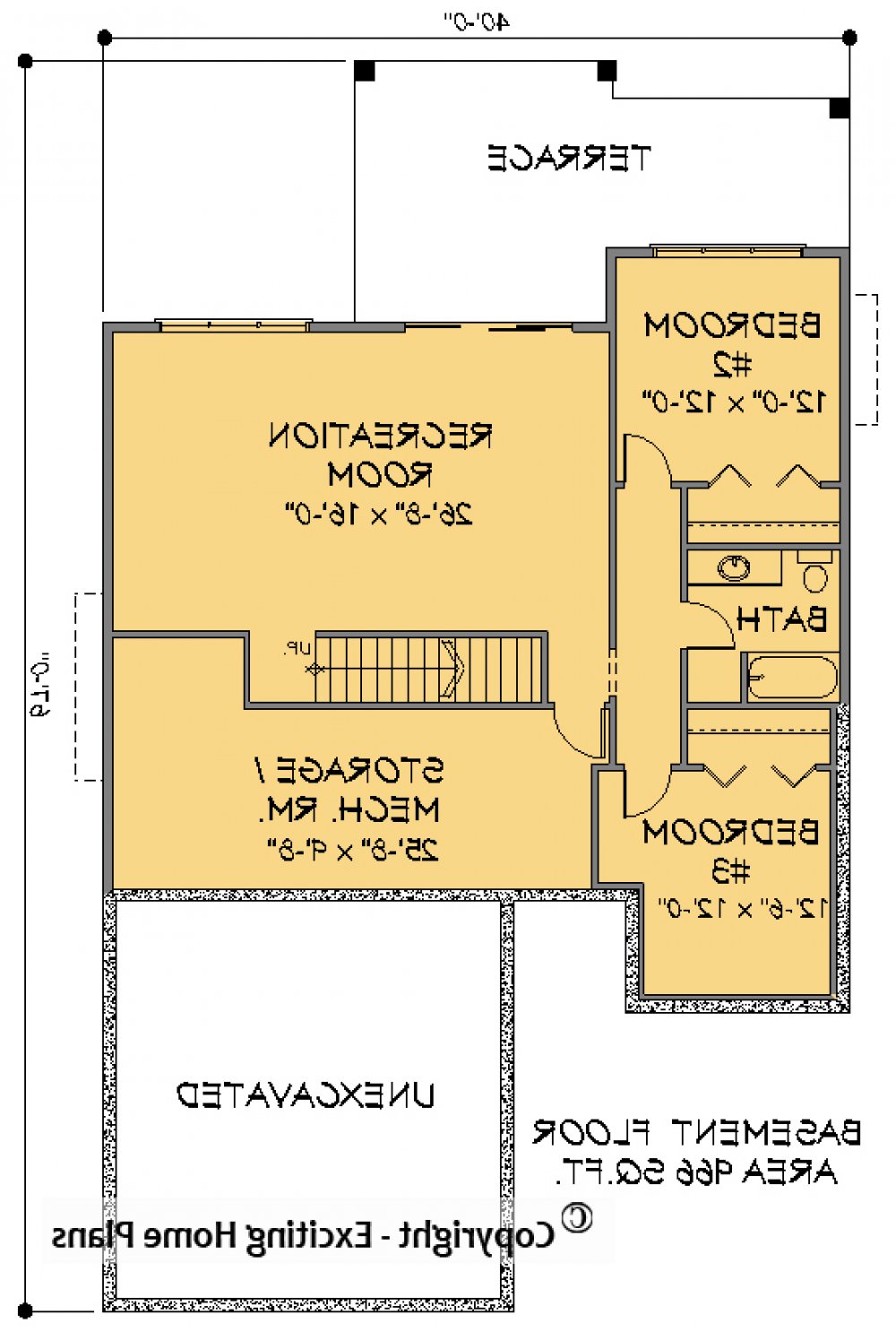House Plan E1602-10 Lower Floor Plan REVERSE