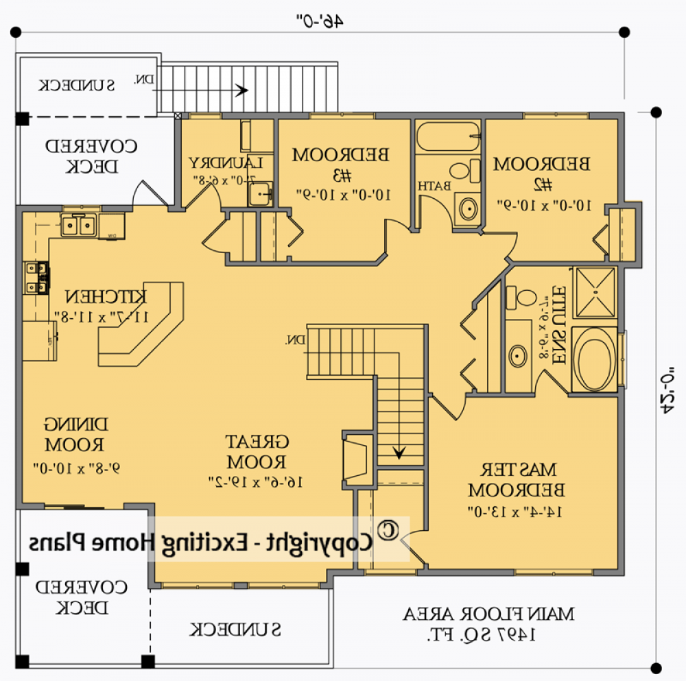 House Plan E1009-10 Main Floor Plan REVERSE
