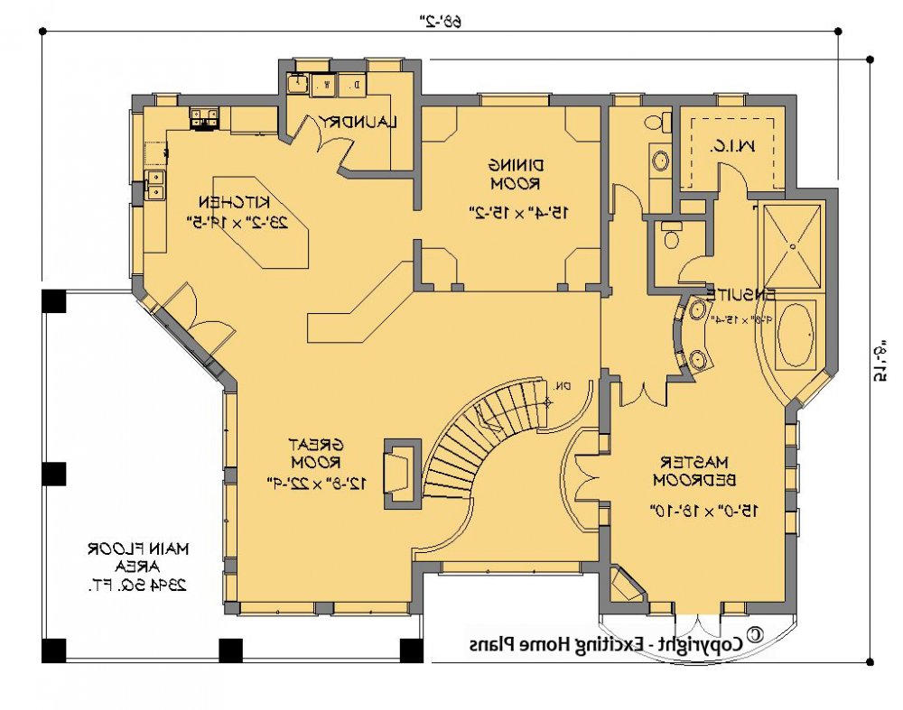 House Plan E1219-10 Main Floor Plan REVERSE