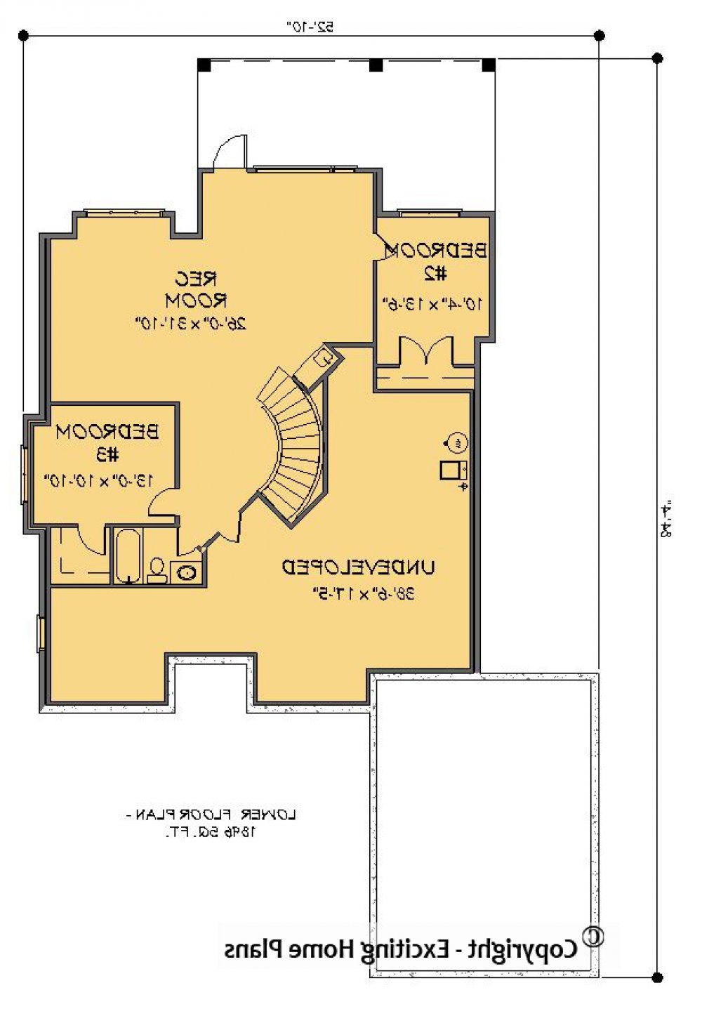 House Plan E1238-10 Lower Floor Plan REVERSE