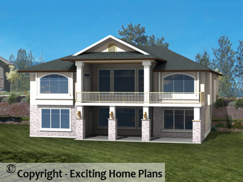 House Plan E1259-10 Rear 3D View