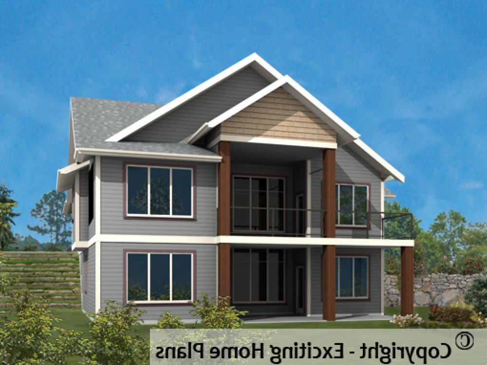 House Plan E1719-10 Rear 3D View REVERSE