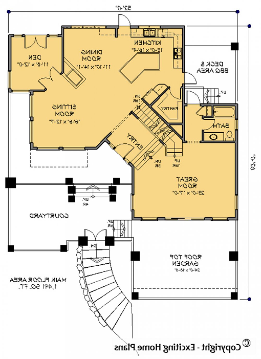 House Plan E1070-10 Main Floor Plan REVERSE