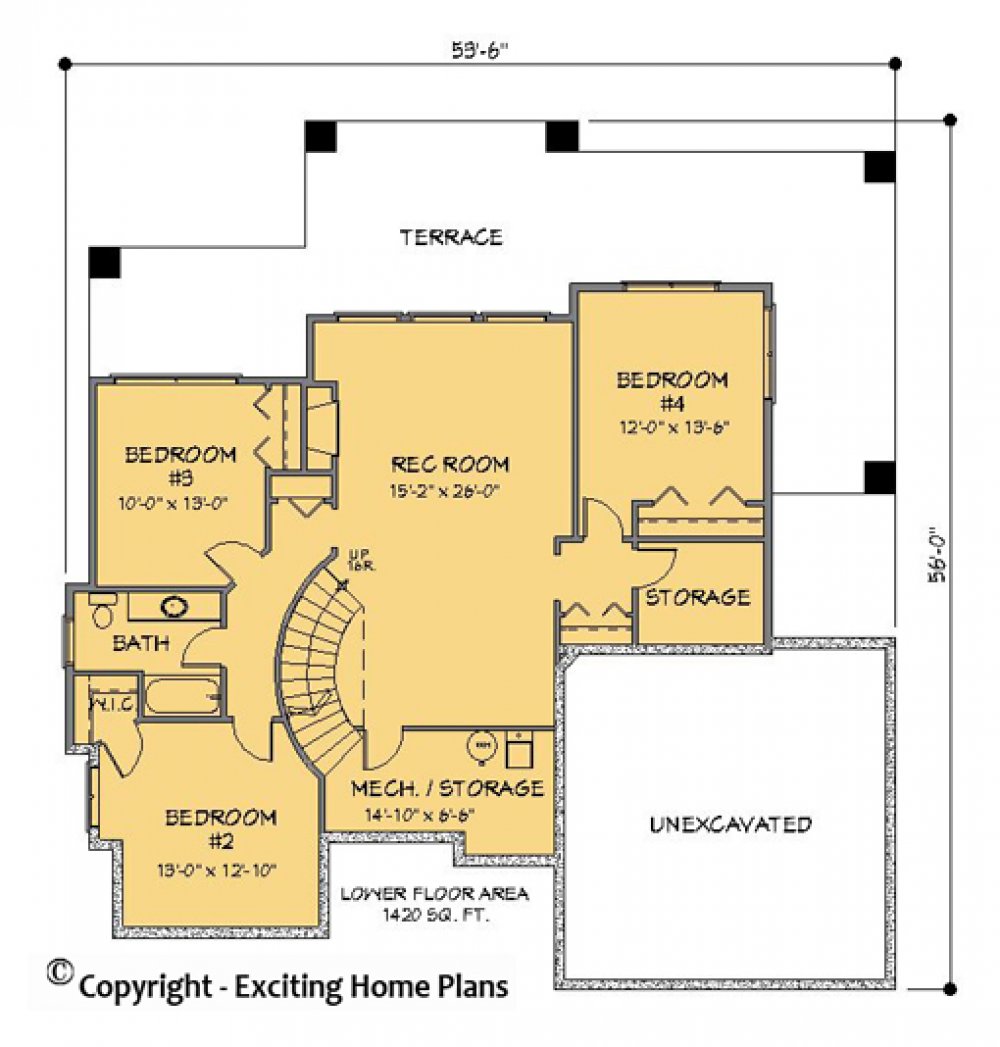 House Plan E1093-10 Lower Floor Plan