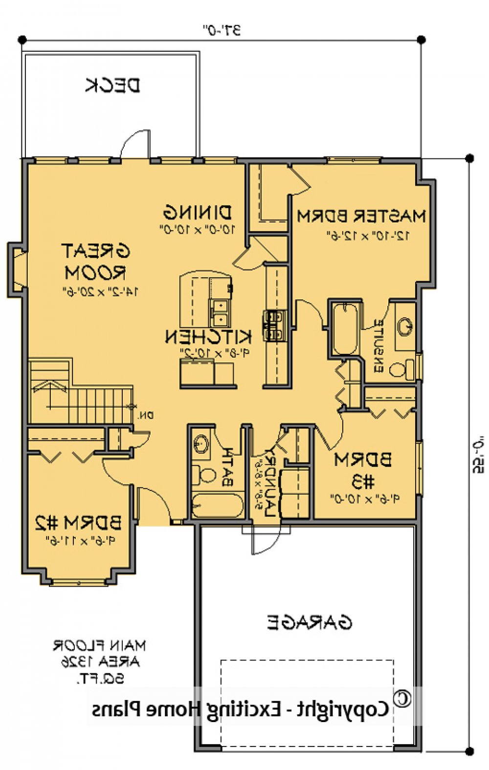 House Plan E1577-10 Main Floor Plan REVERSE