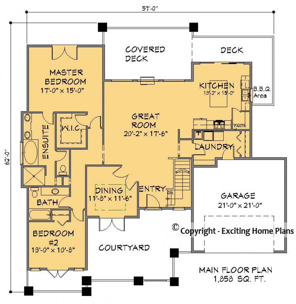 House Plan E1419-10 Main Floor Plan