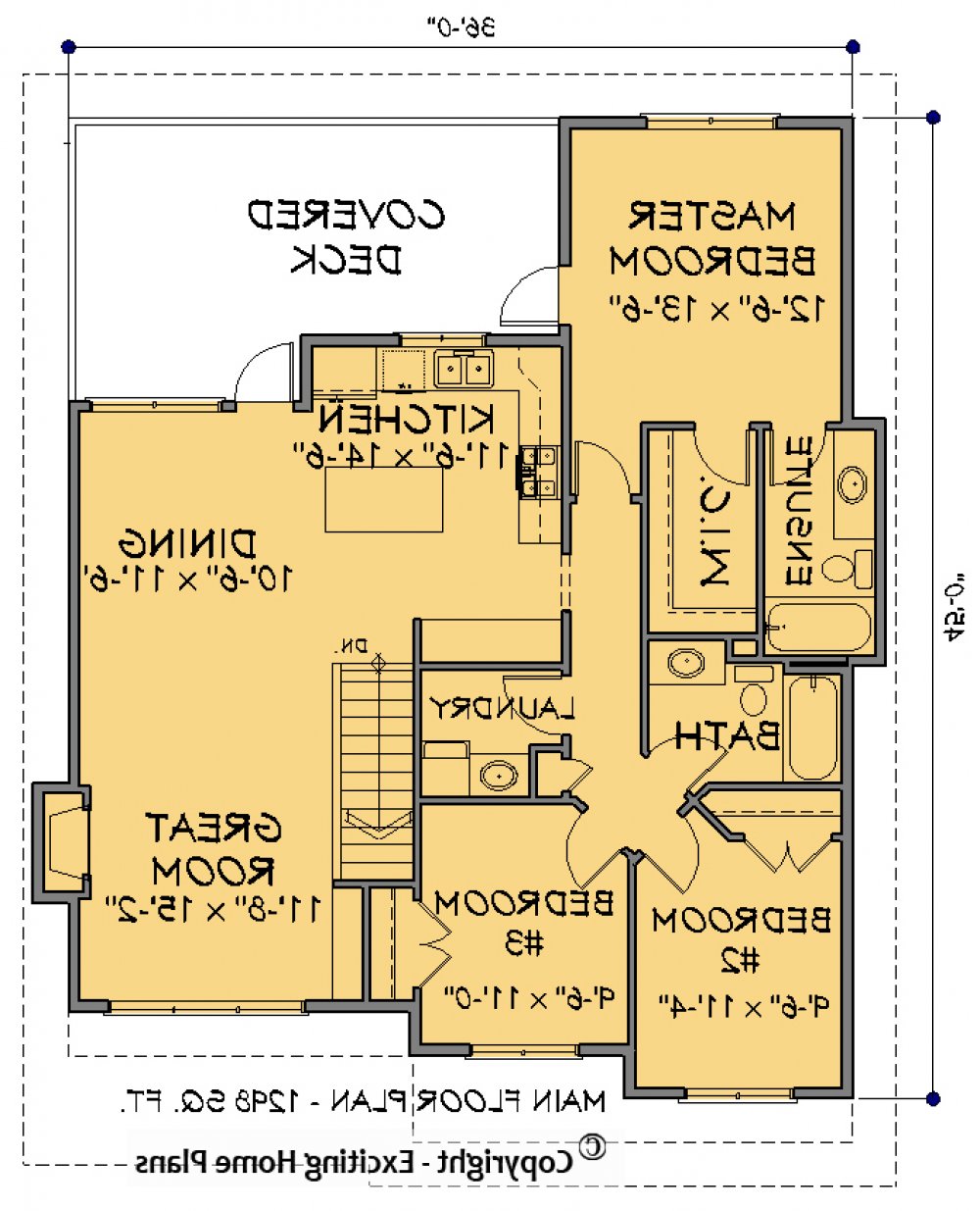 House Plan E1535-10 Main Floor Plan REVERSE